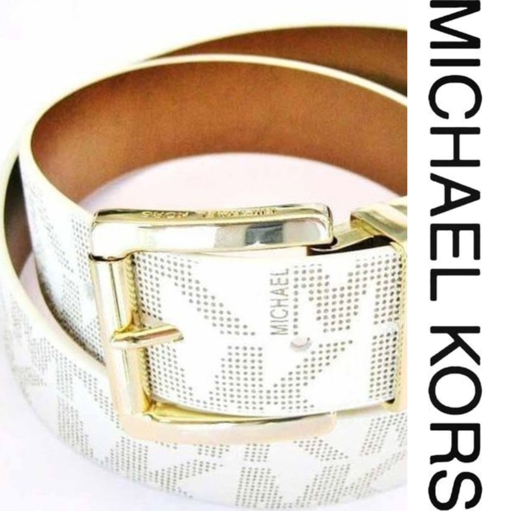 AUTHENTIC Vanilla/Luggage signature MK Belt